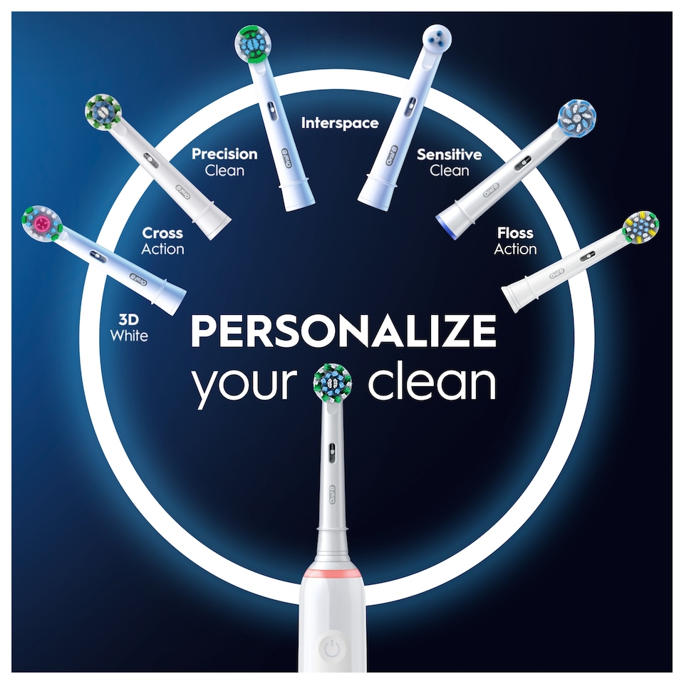 image 1 of Oral-B Pro 3 Cross Action White Electric Toothbrush