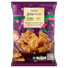 Tesco Free From Turkey & Stuffing Tortilla Chips 150G
