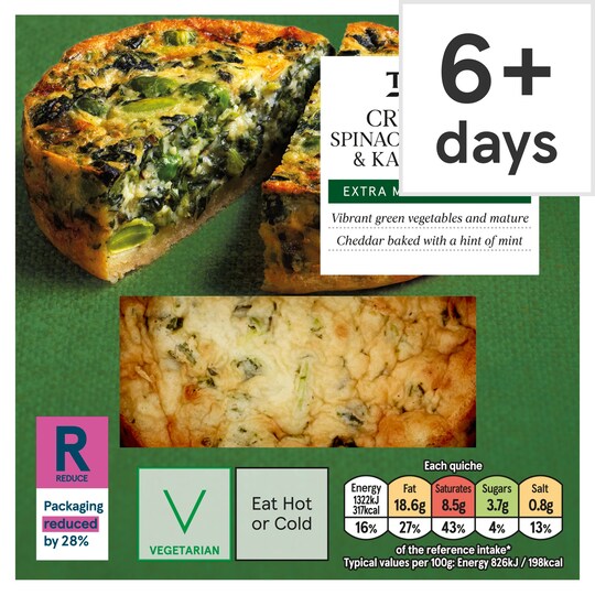 Tesco Crustless Spinach Edamame Kale Quiche 160G Tesco Groceries