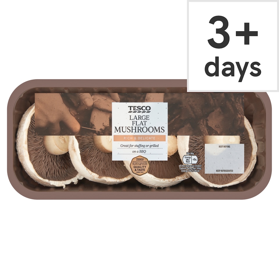 image 1 of Tesco Large Flat Mushrooms 250G