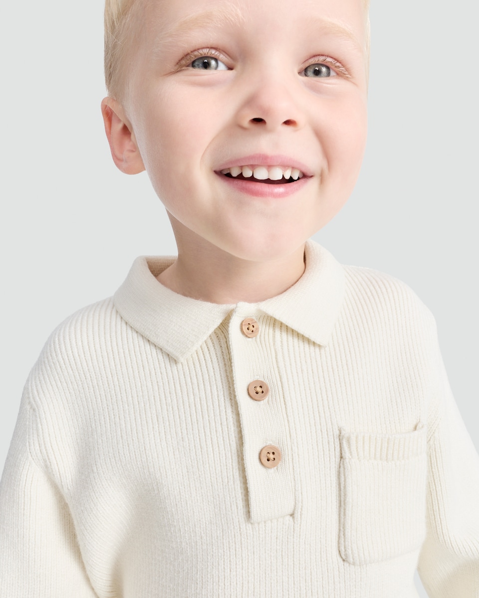 image 1 of F&F x Samantha Faiers Knitted Polo Jumper in Cream