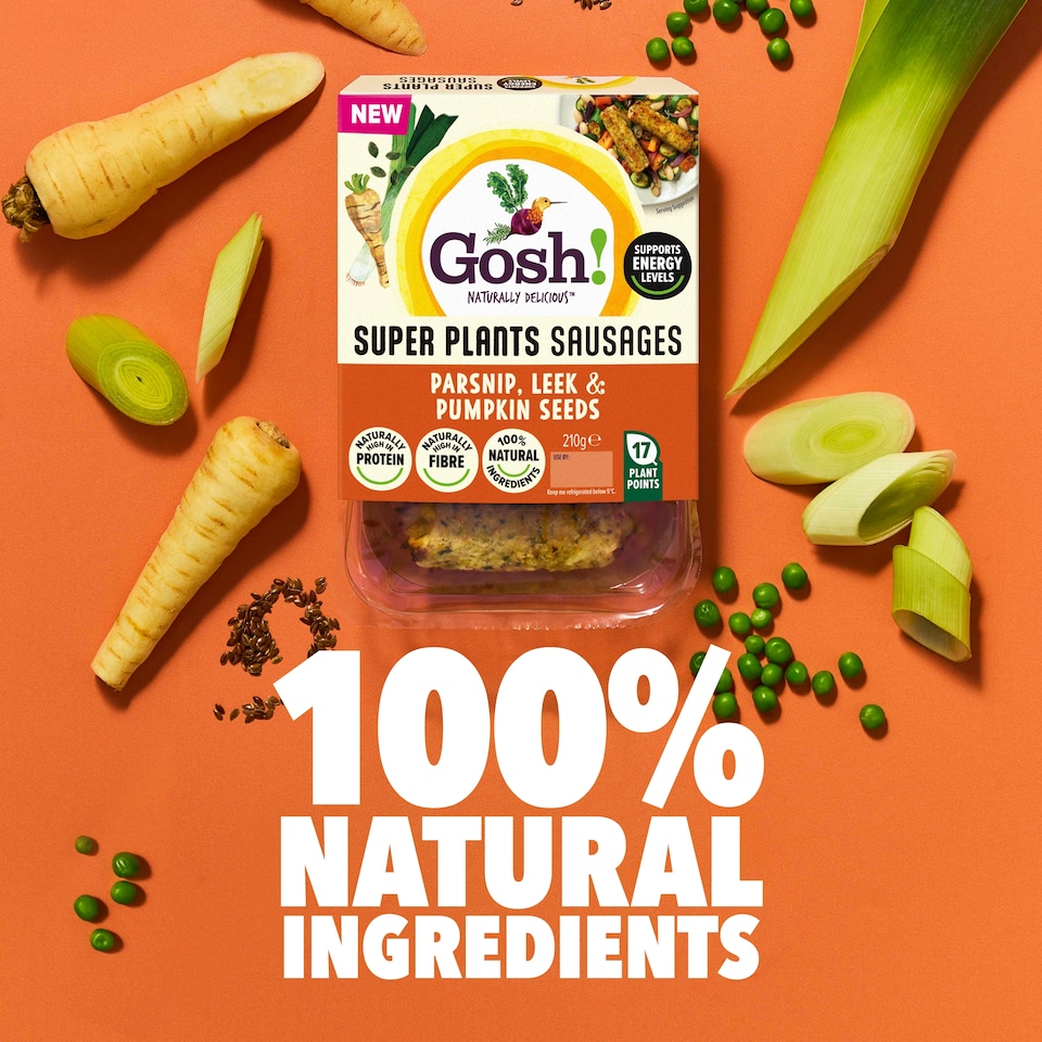 image 1 of Gosh! Super Plants Parsnip, Leek & Pea with Linseed Sausages 210g