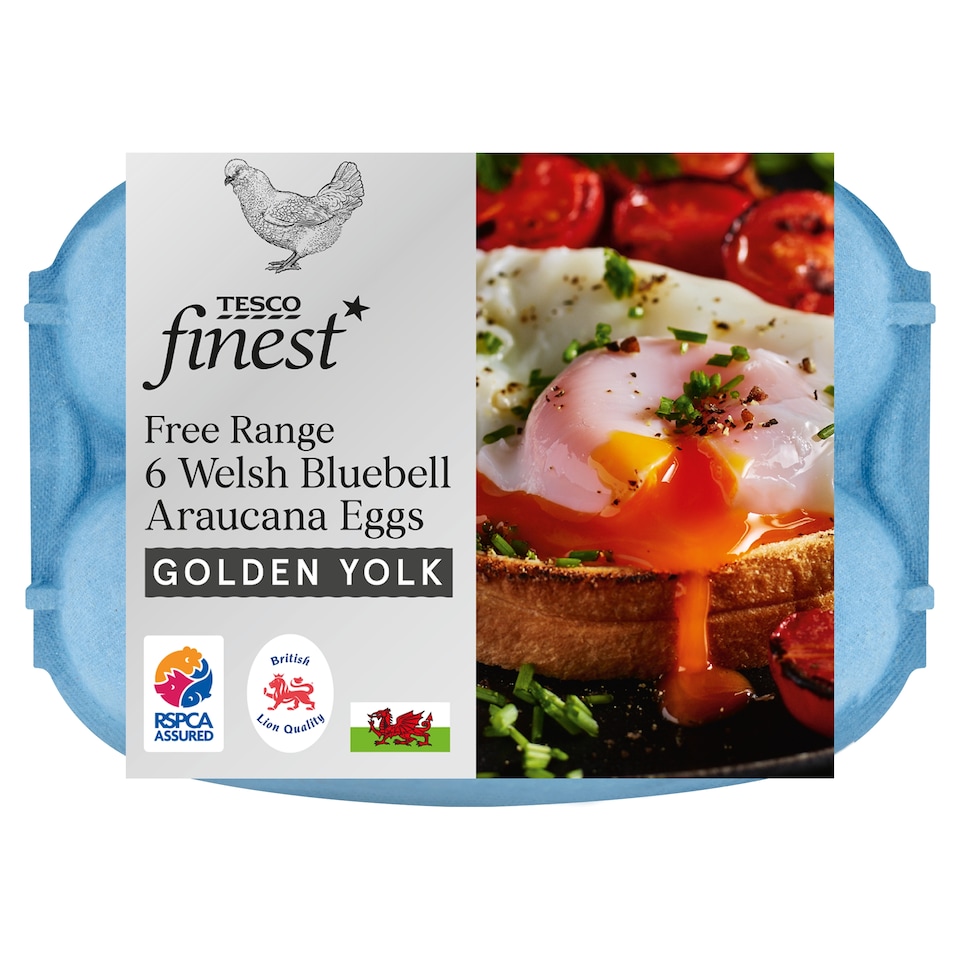 Tesco Finest Free Range Welsh Bluebell Araucana Eggs 6 Pack
