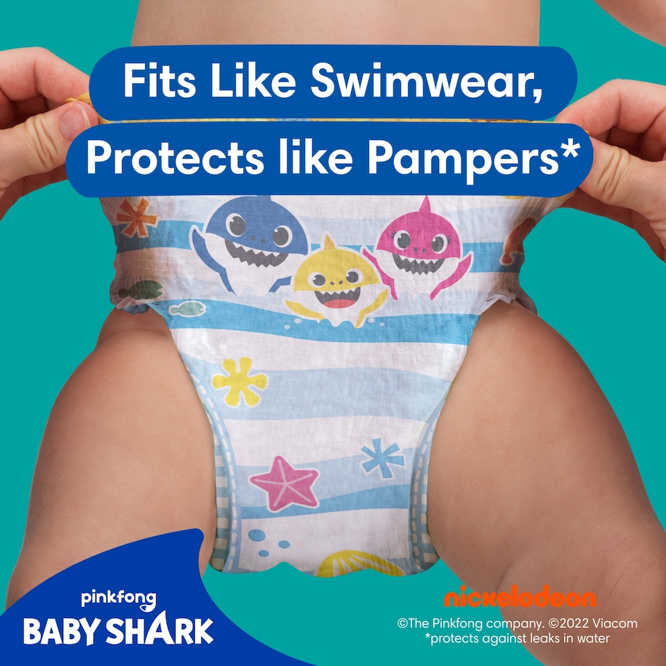image 1 of Pampers Splashers Baby Shark Size 3-4 Swim Nappies 12 Pack