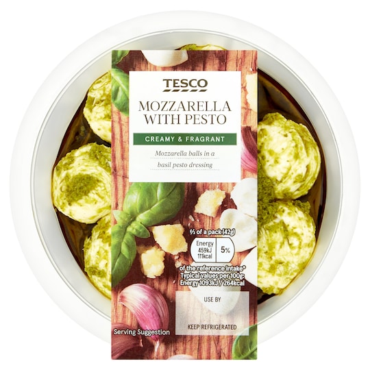 Tesco Mozzarella With Pesto 125G Tesco Groceries