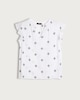 image 2 of F&F Pure Cotton Embroidered Flutter Sleeved Top in Multi White