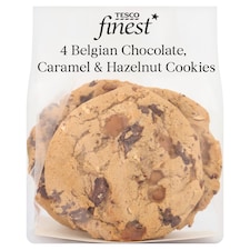 Tesco Finest Chocolate, Caramel and Hazelnut Cookies 4 Pack