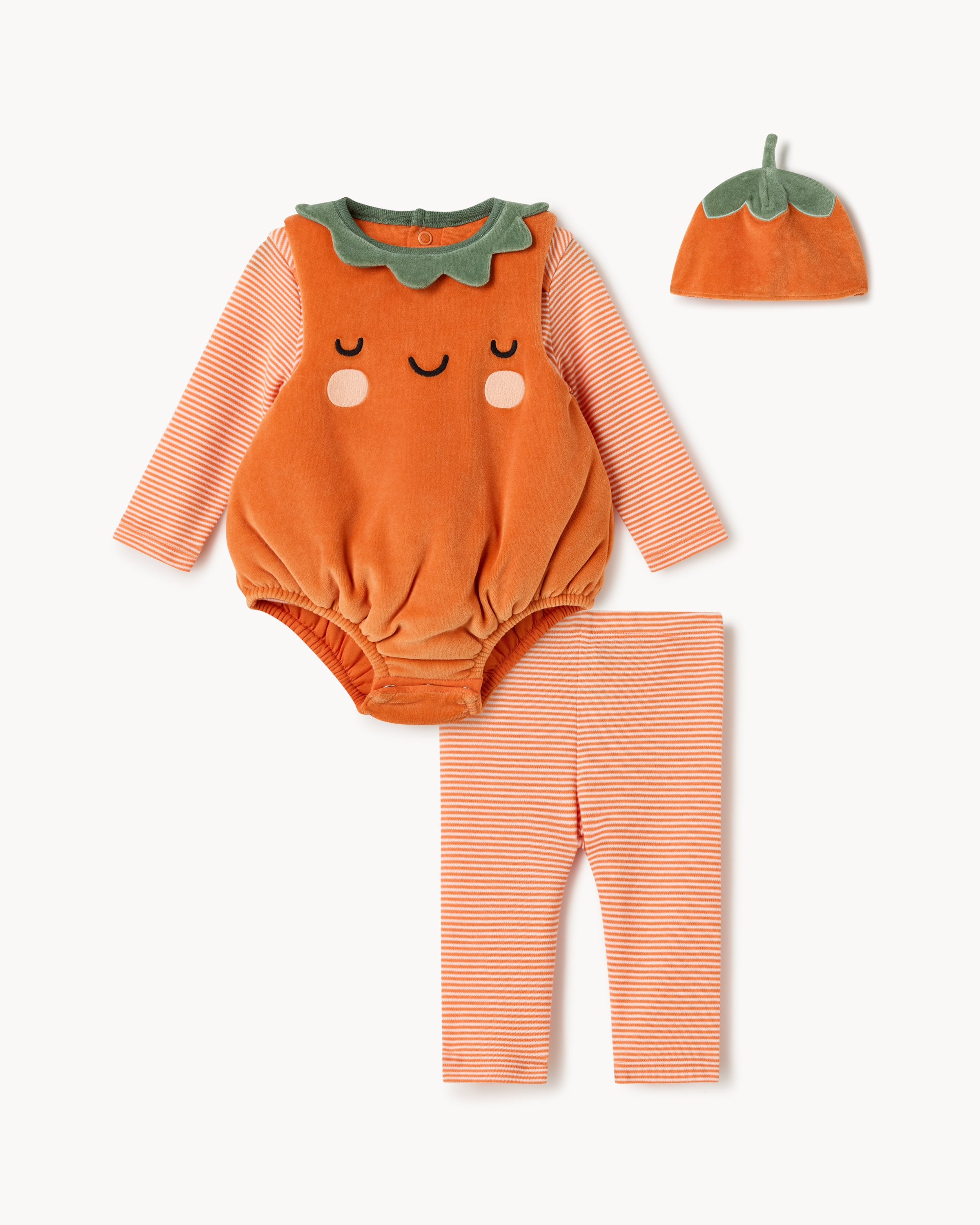 F&F Baby Pumpkin Dress-Up Top, Bodysuit, Trousers and Hat Set in Brick