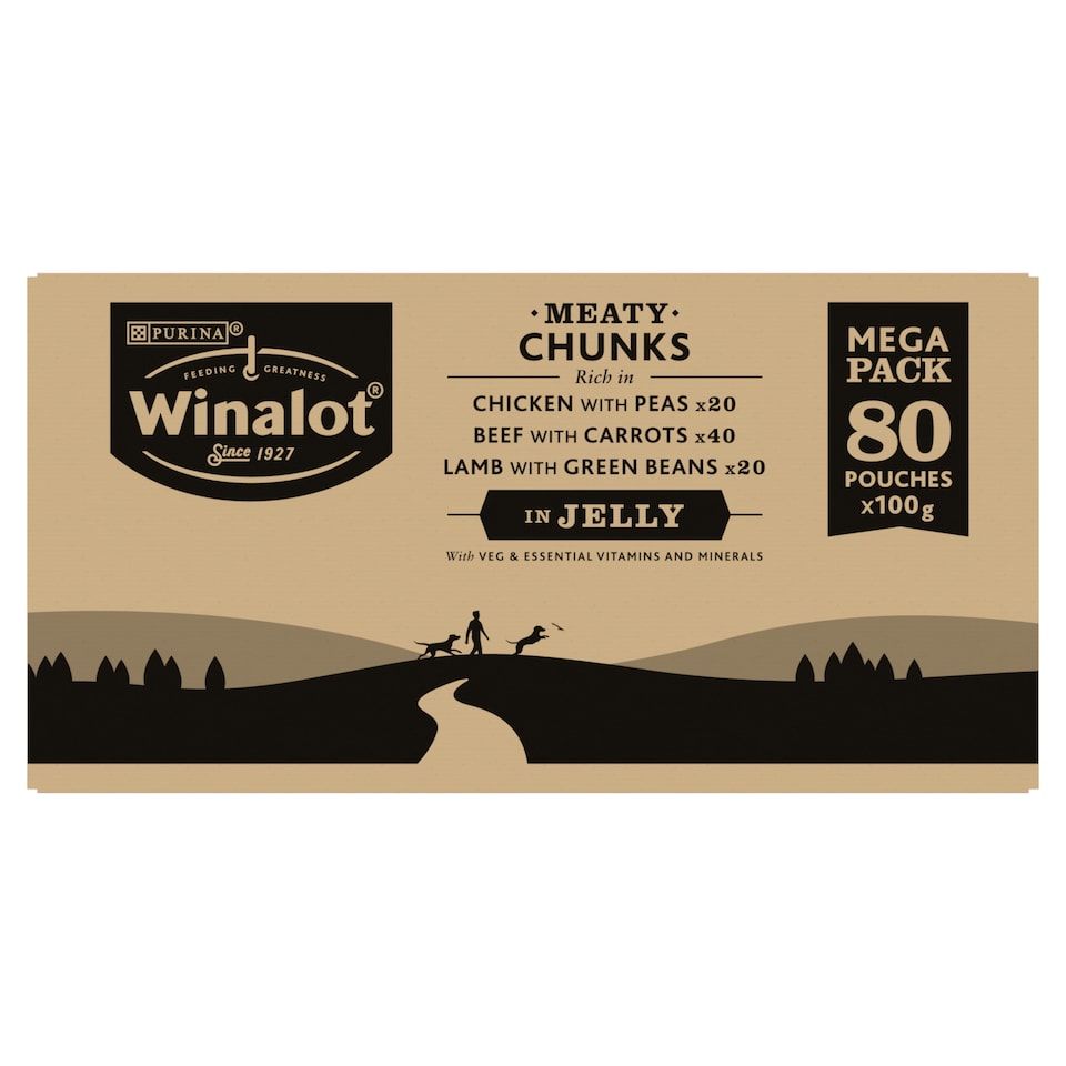 image 1 of WINALOT Meaty Chunks Mixed in Jelly Wet Dog Food 80x100g