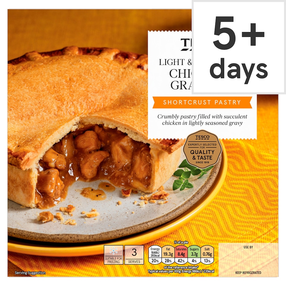 Tesco Chicken & Gravy Shortcrust Pastry Pie 500G
