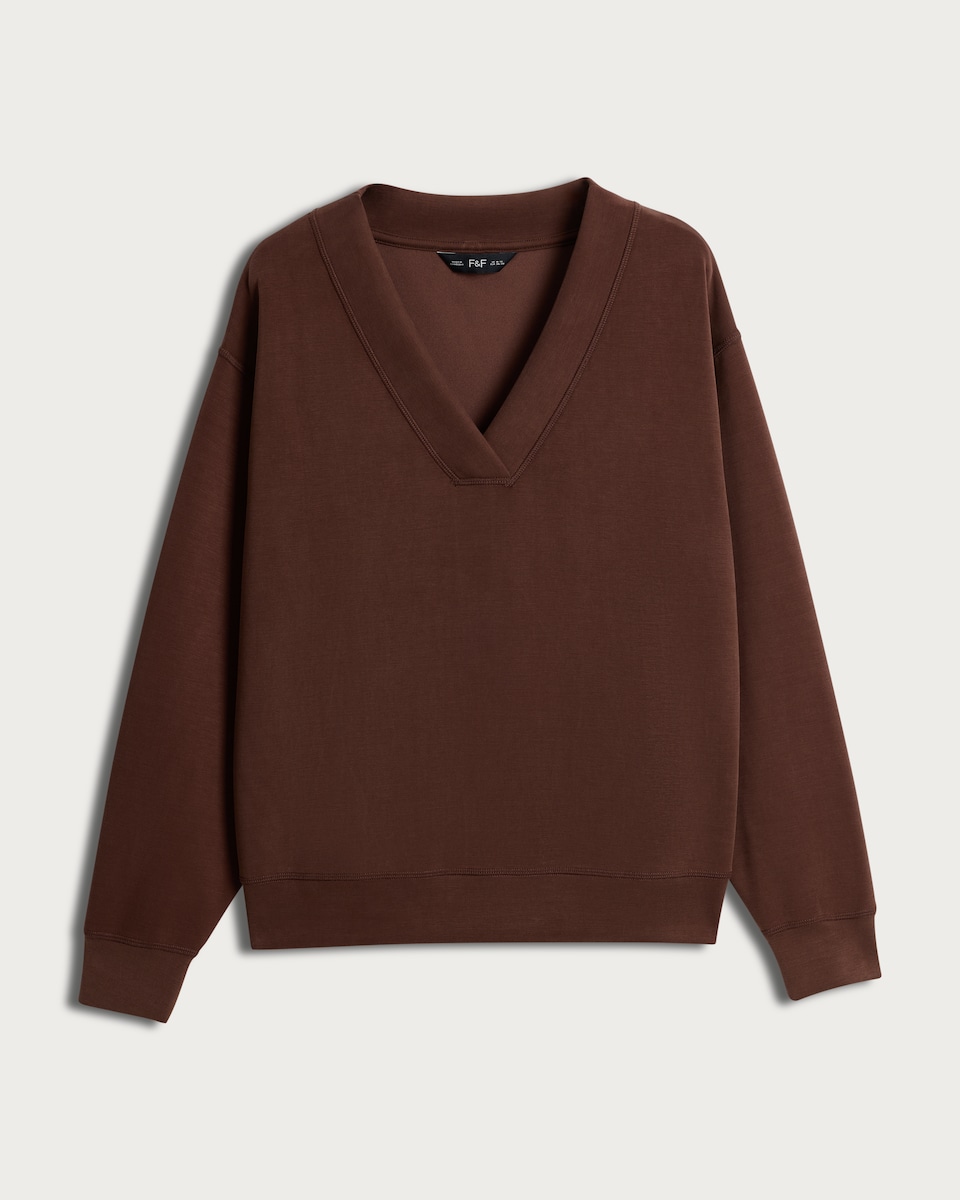 The F&F Edit V-Neck Loungewear Top in Chocolate