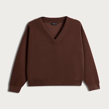 The F&F Edit V-Neck Loungewear Top in Chocolate