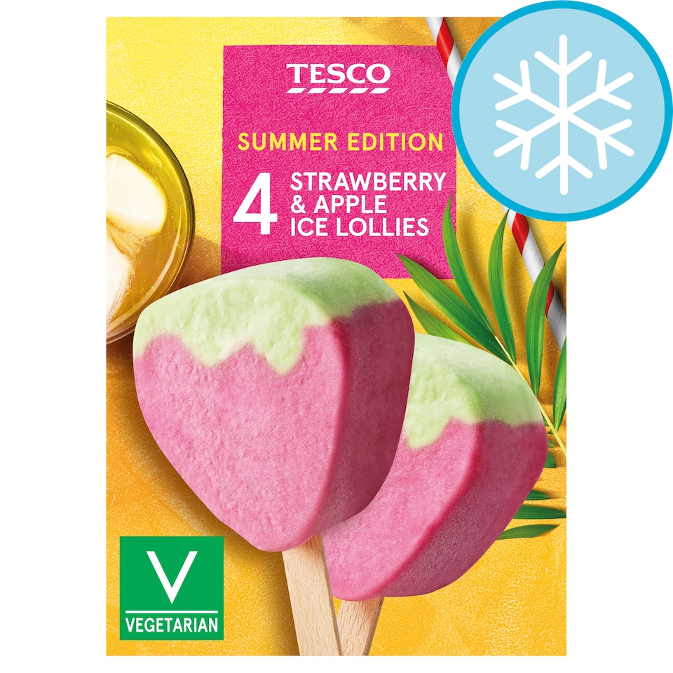 Tesco Strawberry and Apple Ice Lollies 4x60ml