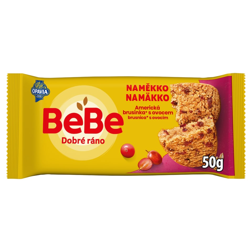 Opavia cereální bochánek BeBe Dobré Ráno Naměkko brusinka a ovoce 50g