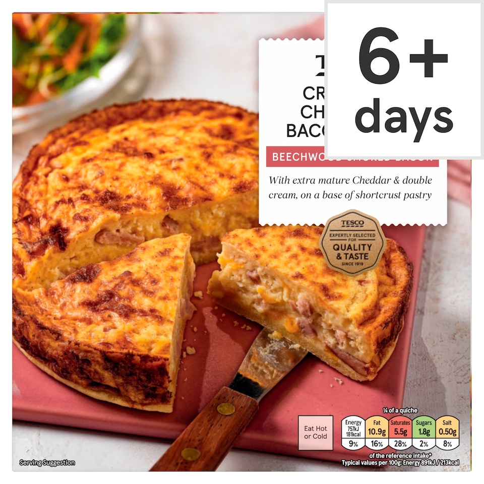Tesco Crustless Cheddar & Bacon Quiche 340g