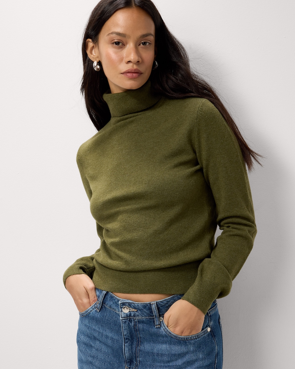 image 1 of F&F Roll Neck Jumper in Olive