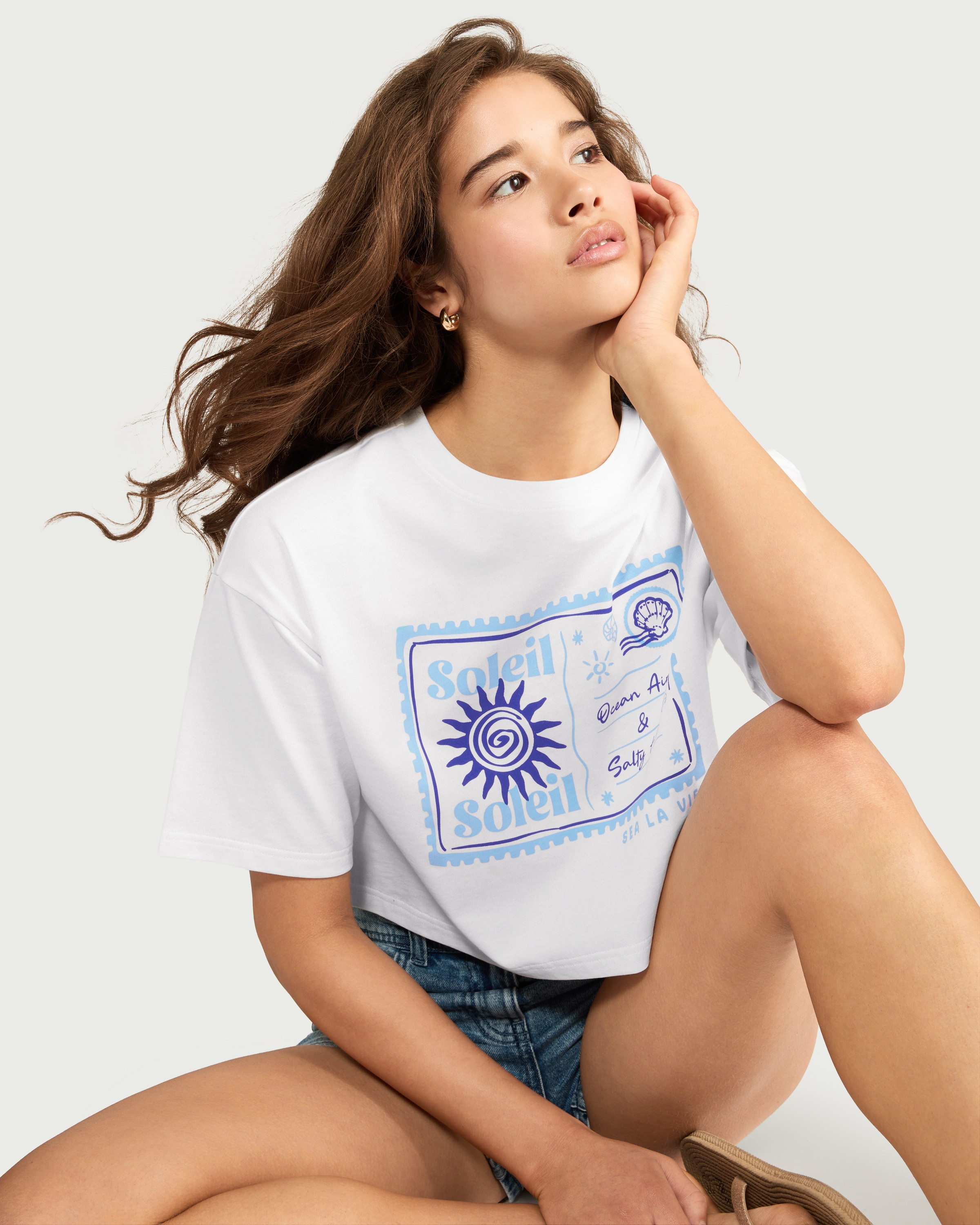 OH ME OH MY Pure Cotton Cropped T-Shirt in White