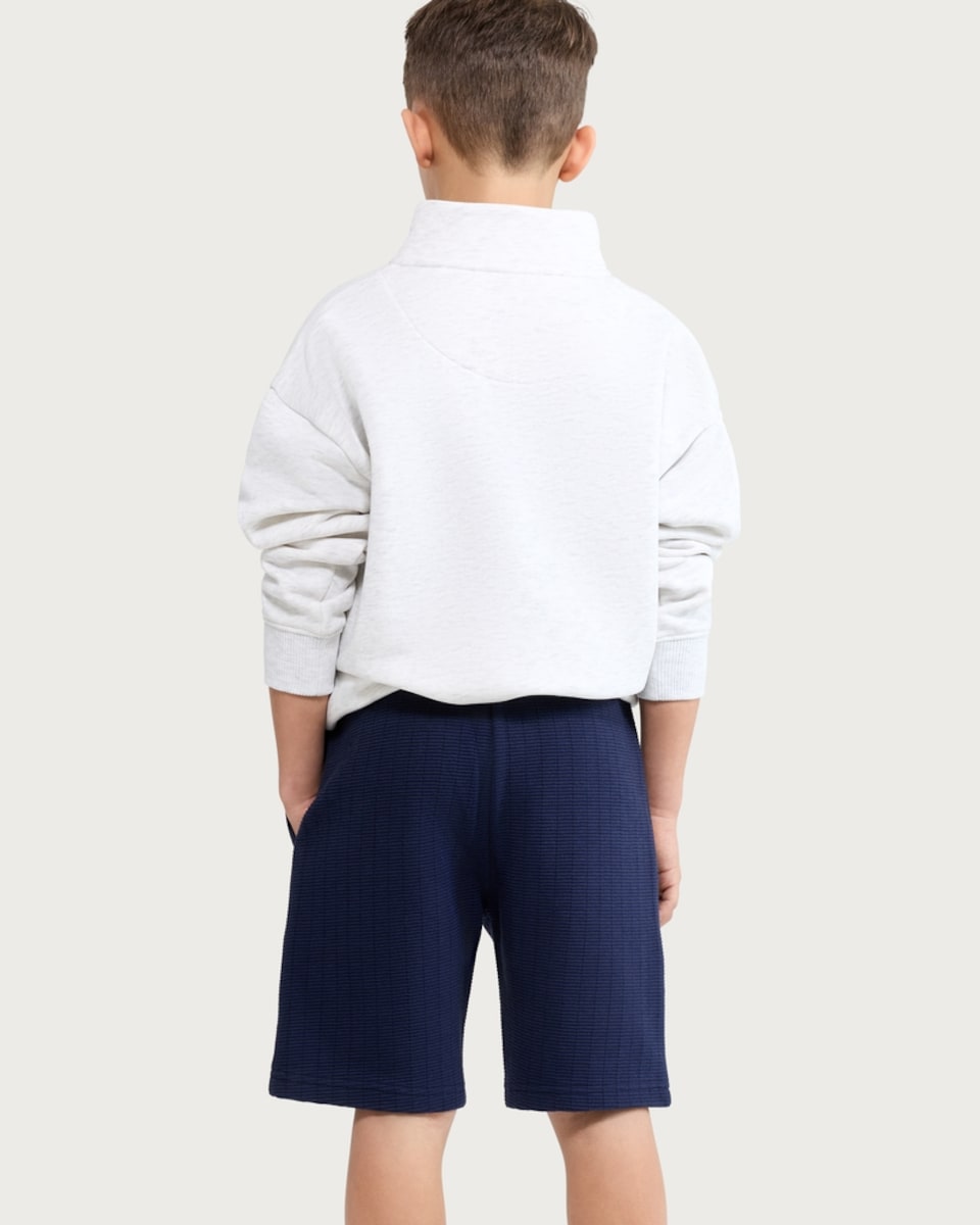 image 1 of F&F Boys Cotton Rich Textured Drawstring Shorts in Blue