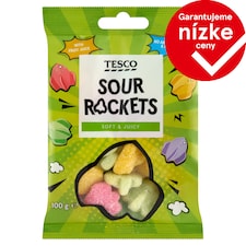 Tesco Soft & Juicy Sour Rockets 100 g