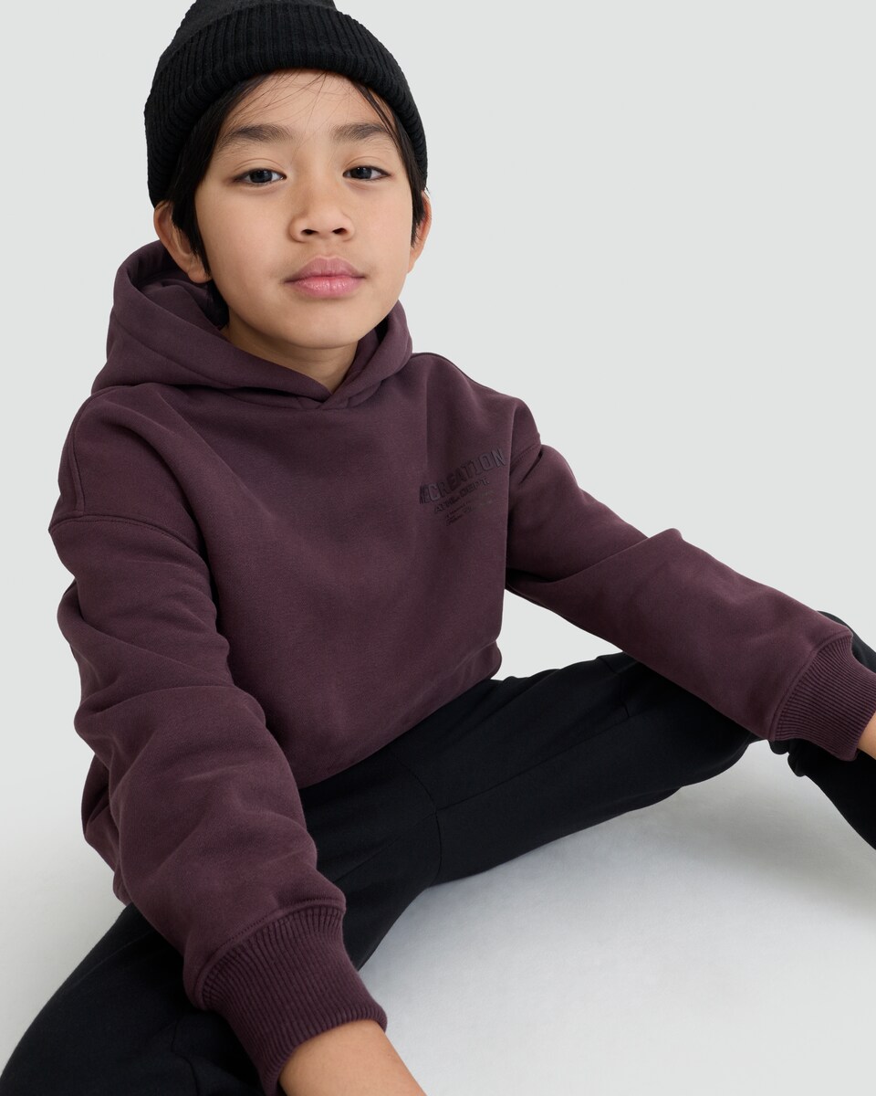 image 1 of F&F Active Cotton Rich Slogan Hoodie in Burgundy
