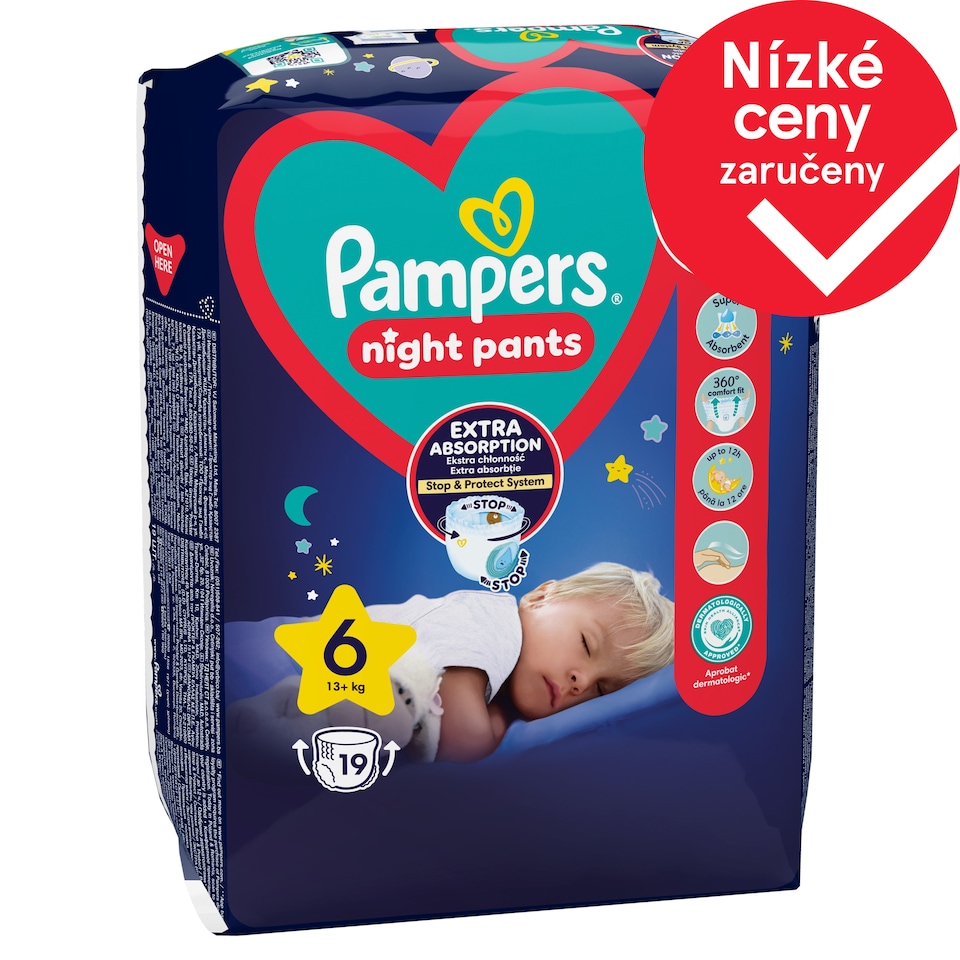 image 1 of Plenkové Kalhotky Pampers Pants Night Velikost 6, 19 Kusů, 13kg+