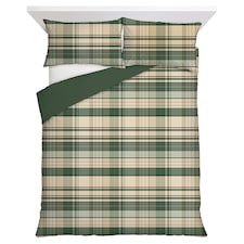 F&F Home Brushed Cotton Green Check Duvet Set King
