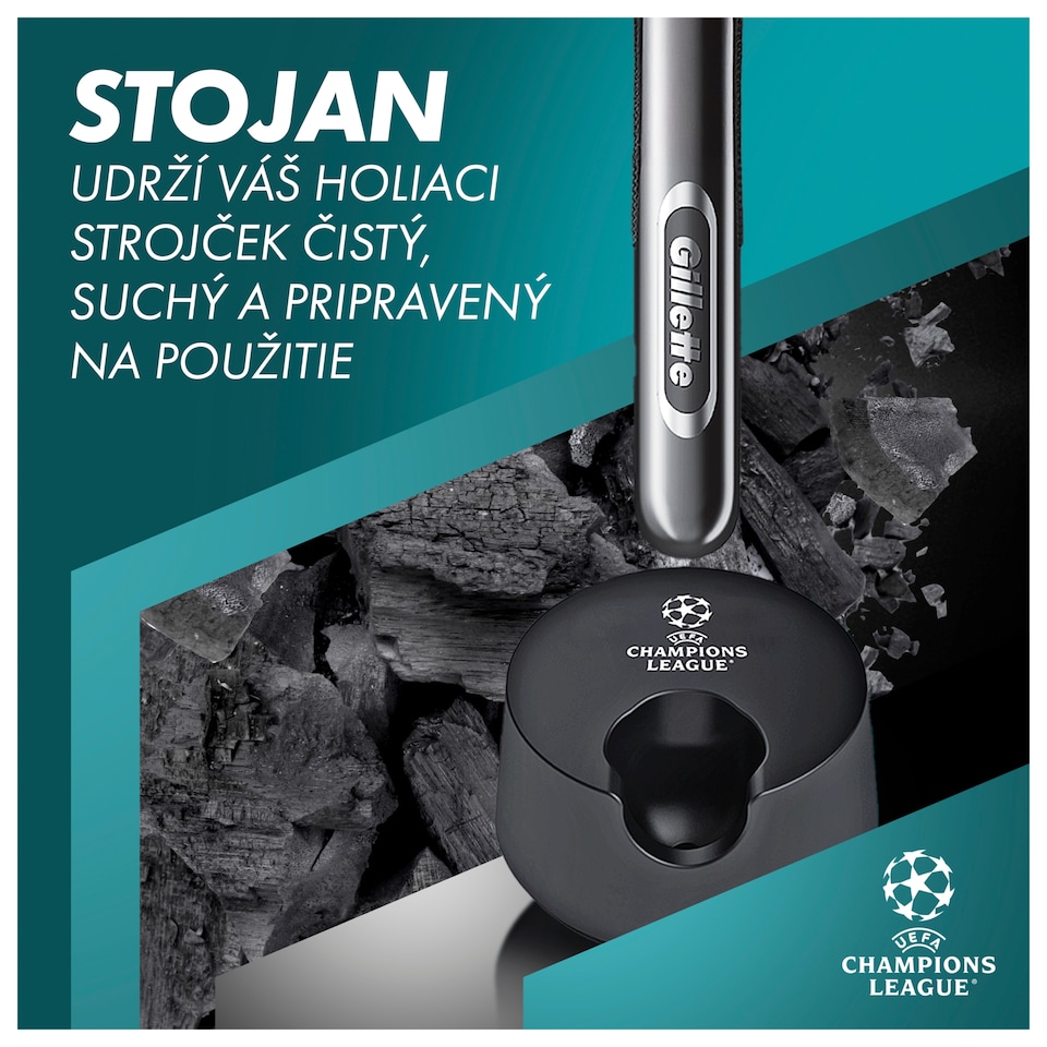 obrázok 1 z UEFA Champions League Special Edition Gillette Mach3 Charcoal Holiaci Strojček pre Mužov
