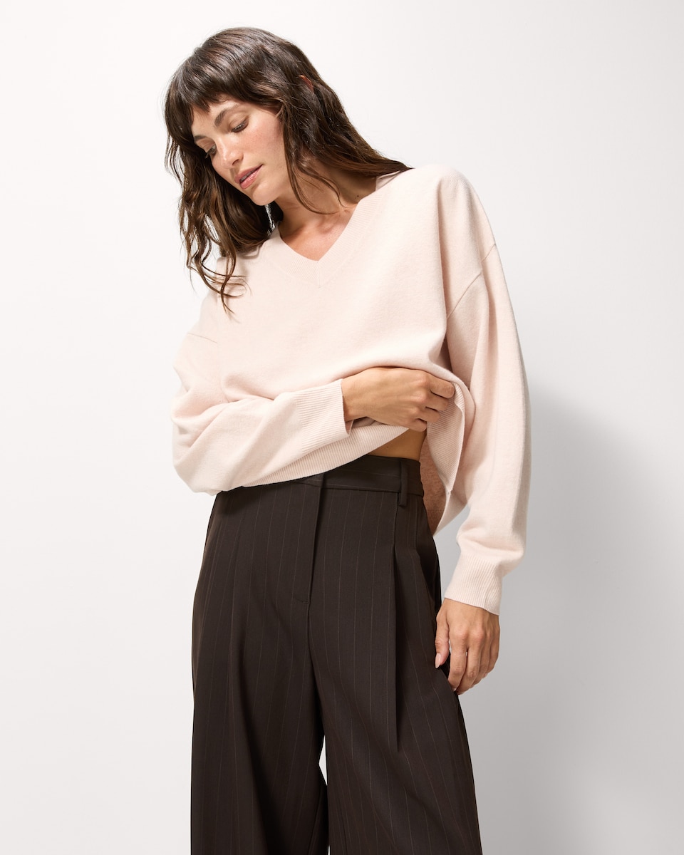 image 1 of F&F V Neck Knitted Jumper in Pink