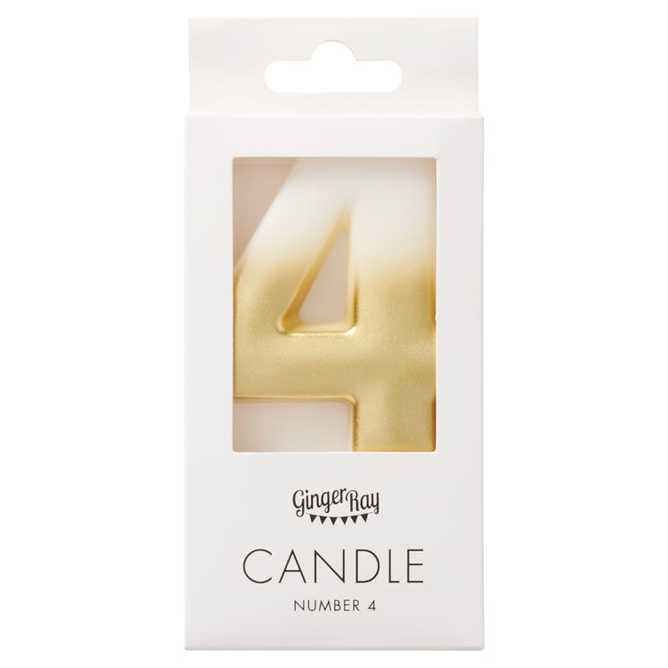 image 1 of Ginger Ray Shimmer Gold Candle 4 Number