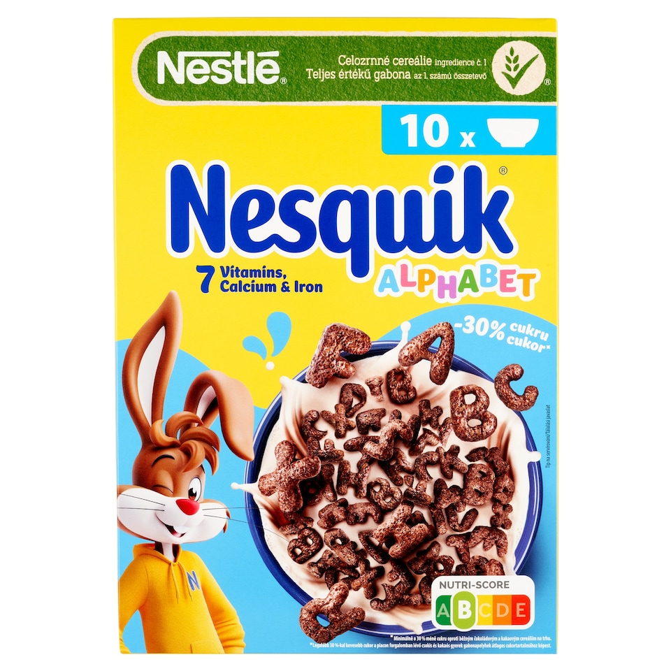 image 1 of Nesquik Alphabet Letter-Shaped, Cocoa-Flavored, Crunchy Cereal with Vitamins 325 g