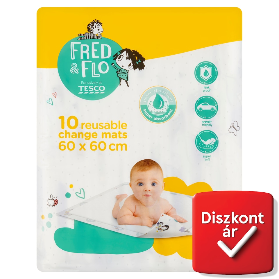 Fred & Flo eldobható pelenkázó alátét 60 x 60 cm 10 db  1. kép