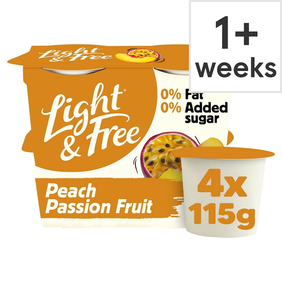 image 1 of Light & Free Peach Greek Style Fat Free Yoghurt 4x115g