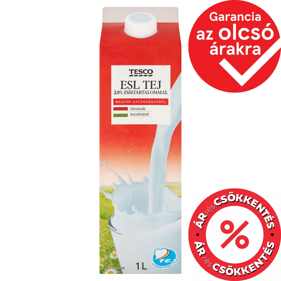 Tesco ESL félzsíros tej 2,8% 1 l