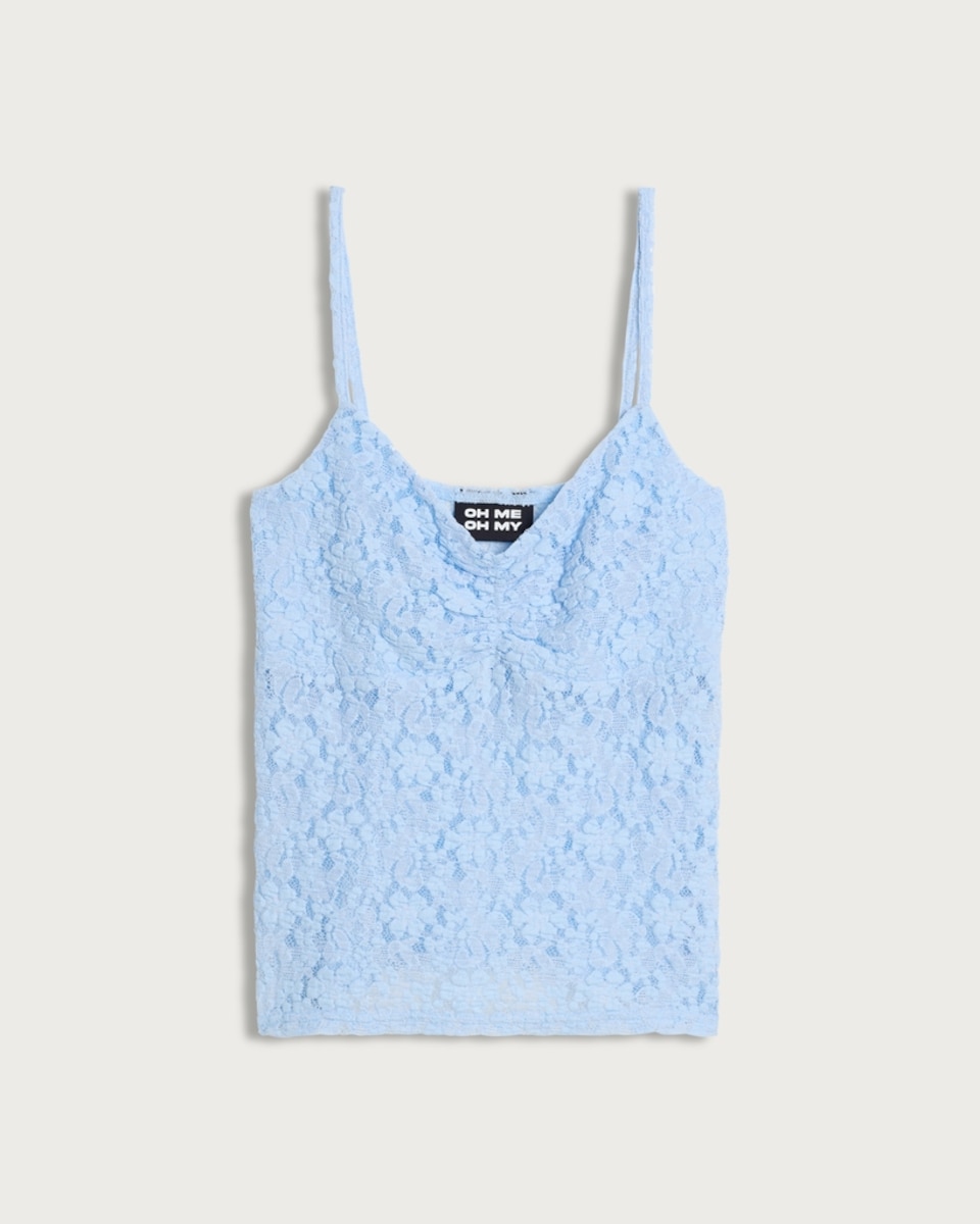 image 1 of OH ME OH MY Floral Lace Cami Top in Blue