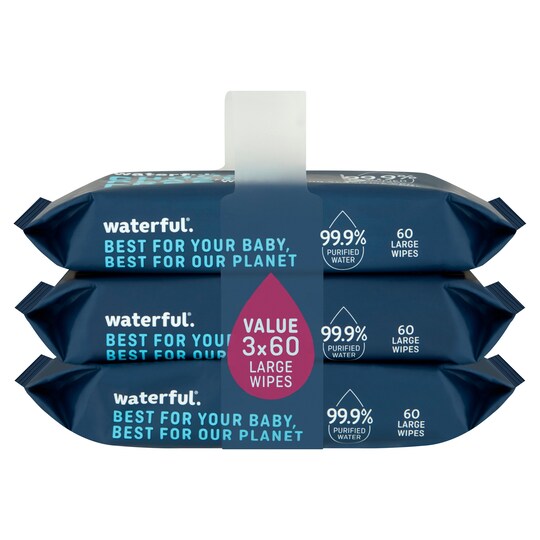 Waterful Choose Plastic Free Baby Wipes 3X60 Wipes