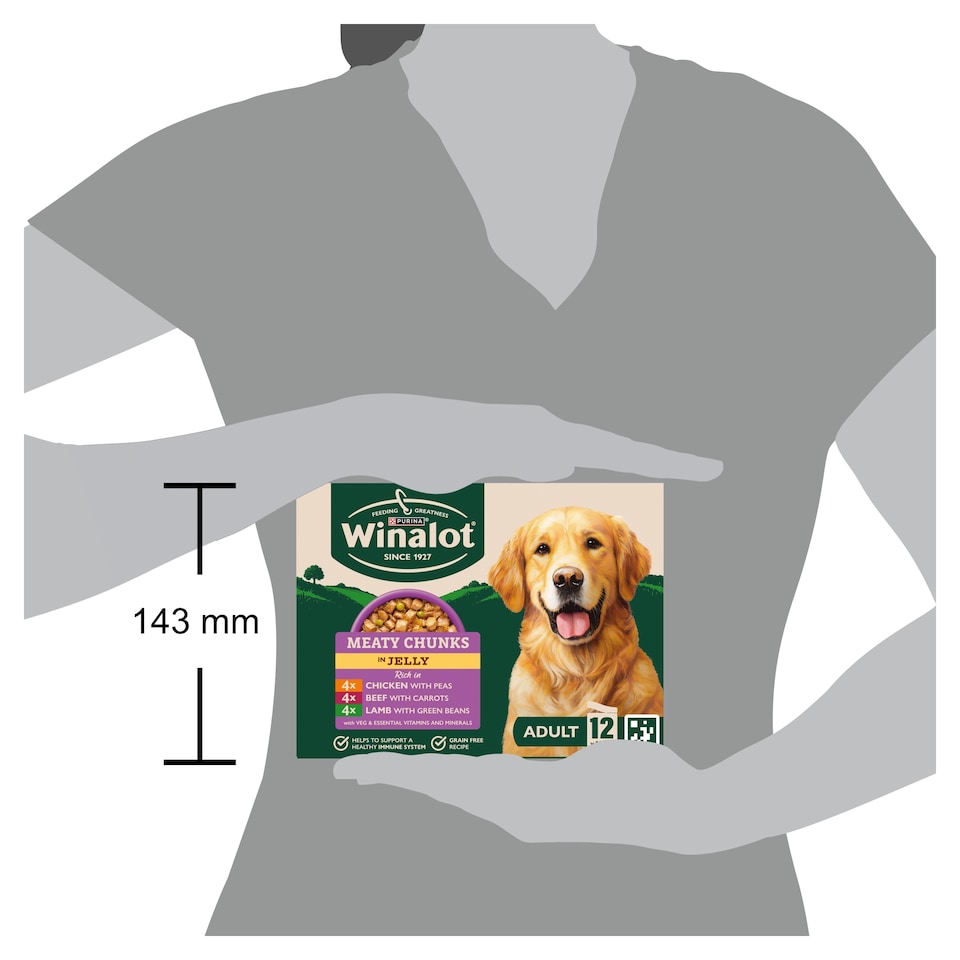 image 1 of WINALOT Meaty Chunks Mixed in Jelly Wet Dog Food 12x100g
