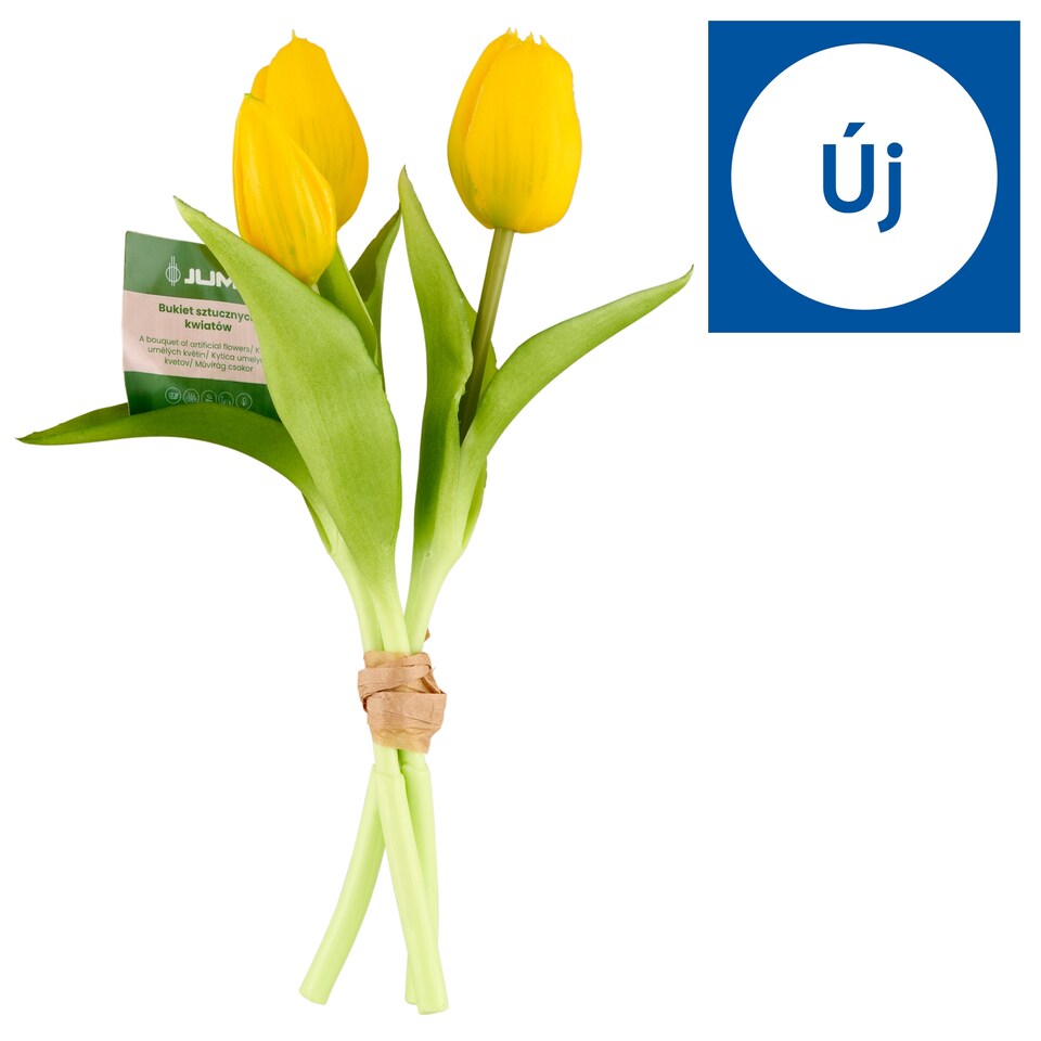 Jumi sárga tulipán művirág csokor 25 cm