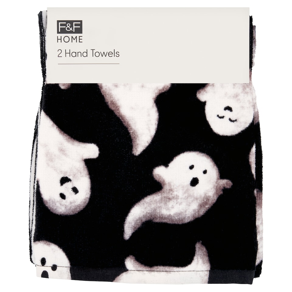 image 1 of  F&F Home Ghost Hand Towels 2 Pack
