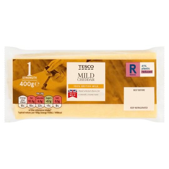 Tesco British Mild Cheddar Cheese 400G Tesco Groceries