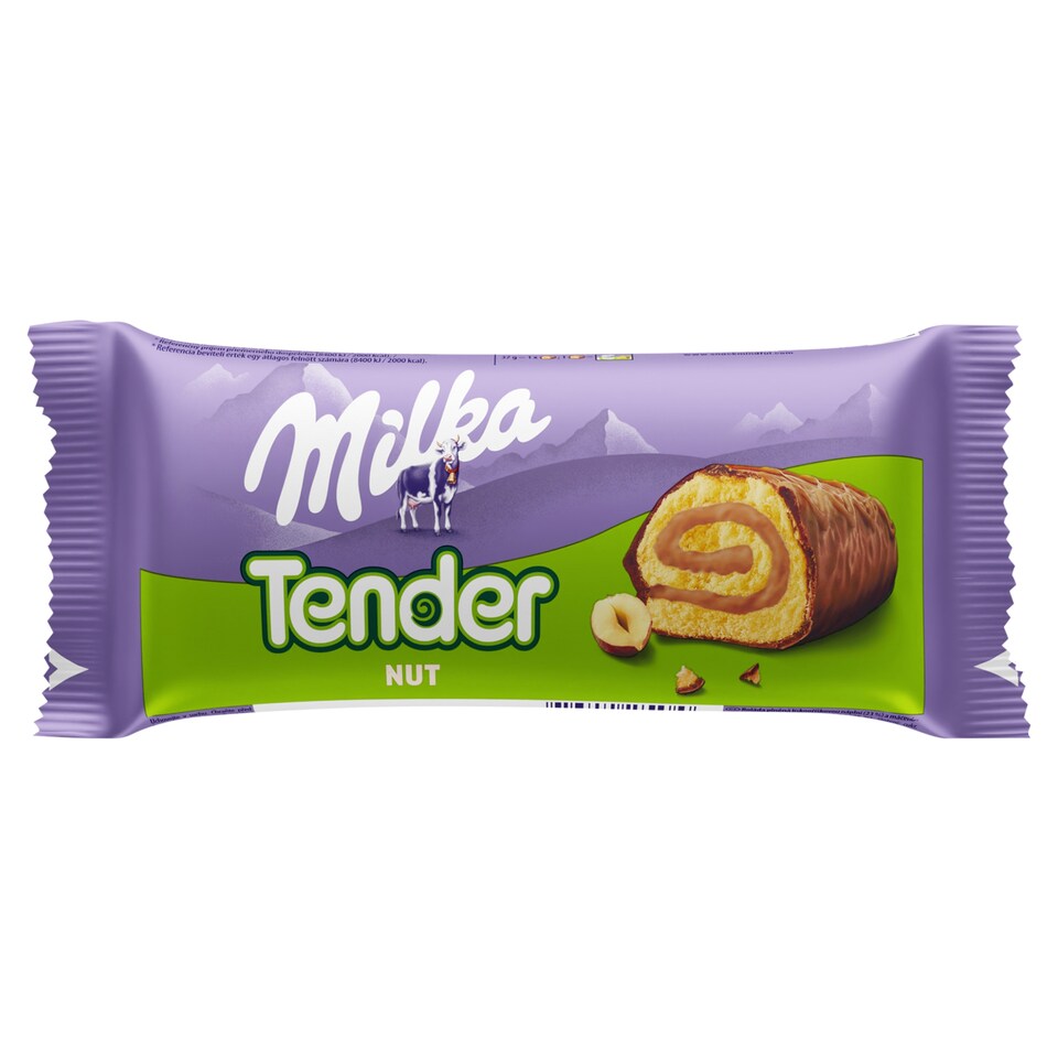 Milka Tender piskótatekercs mogyorós krémtöltelékkel tejcsokoládéval mártva 37 g