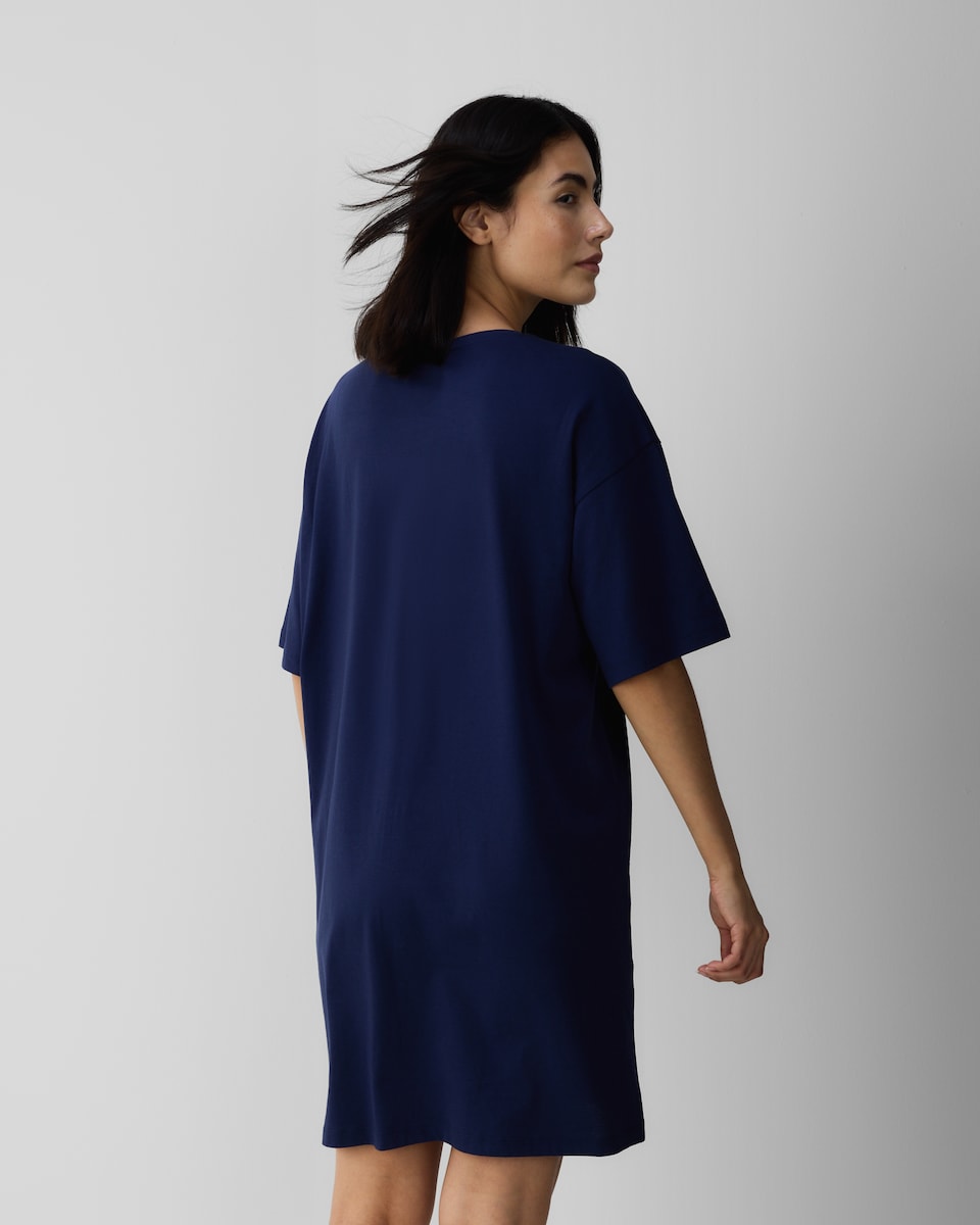 image 1 of F&F Pure Cotton Book Club Nightdress in Navy
