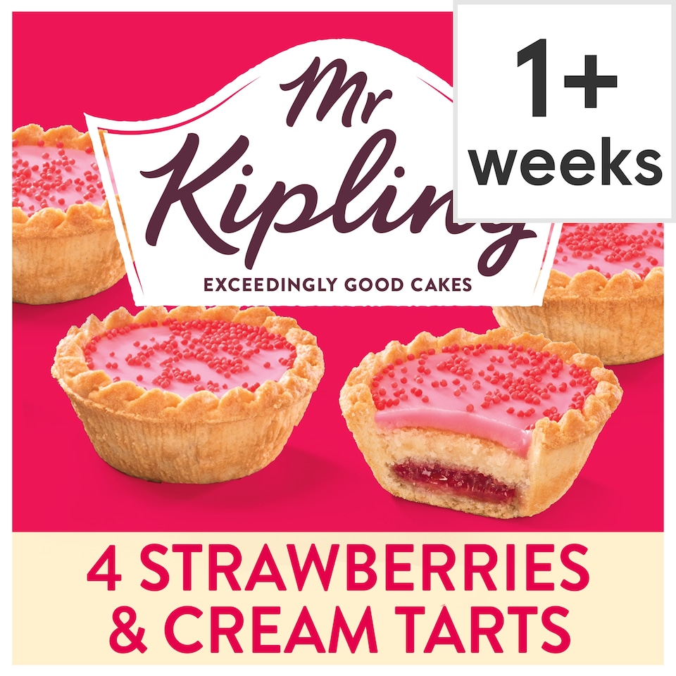 image 1 of Mr Kipling Strawberries & Cream Cake Tarts 4 pack