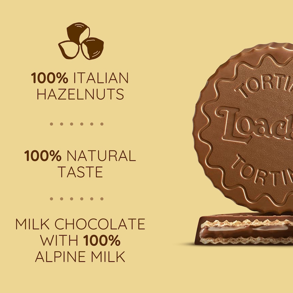 image 1 of Loacker Tortina Original Milk Chocolate & Hazelnut Cream Wafer Rounds 6 x 21g