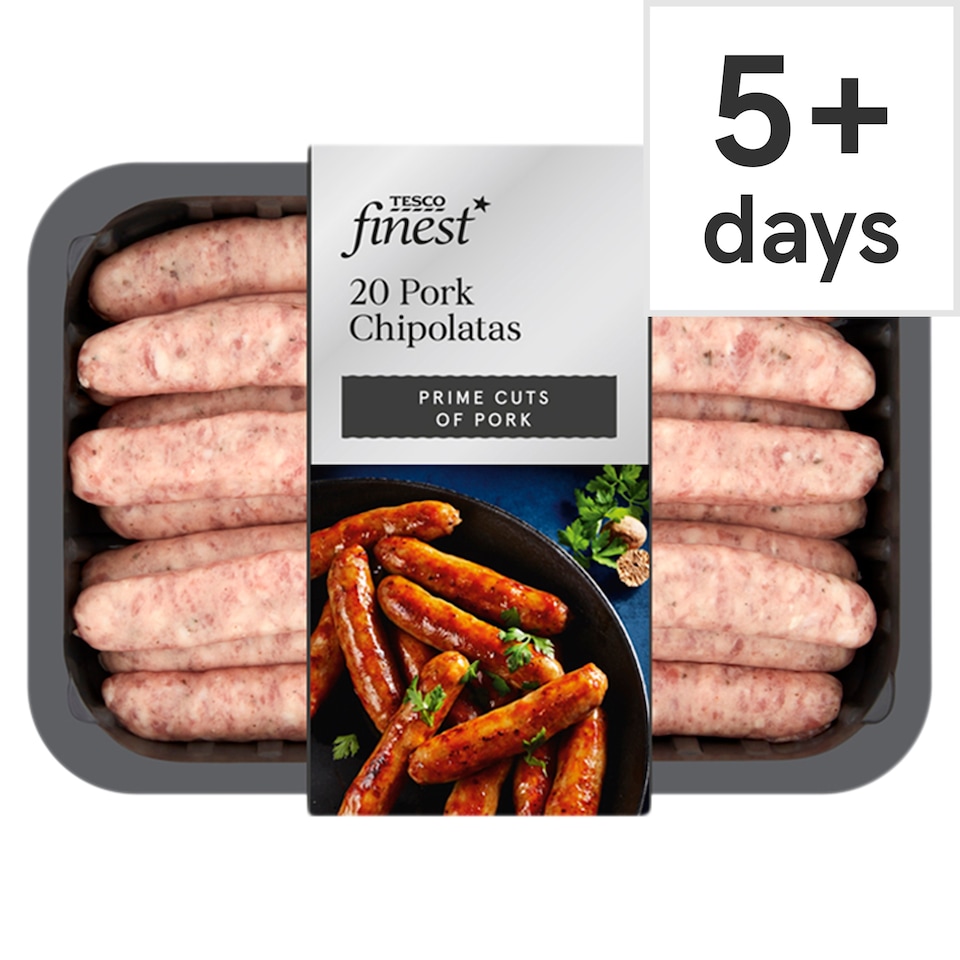 Tesco Finest 20 British Pork Chipolatas 625G