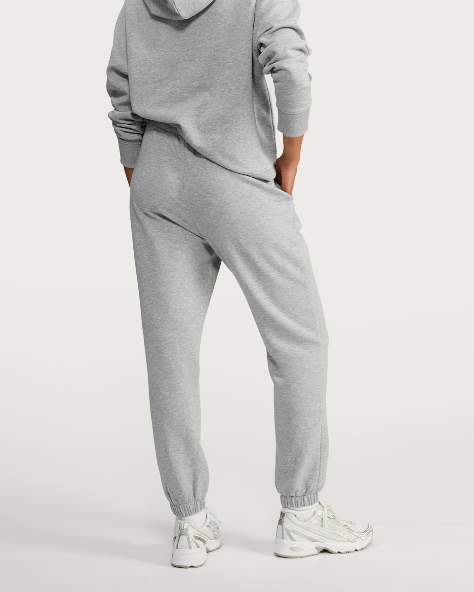 image 1 of F&F Active Cotton Rich Drawstring Cuffed Joggers in Grey Marl