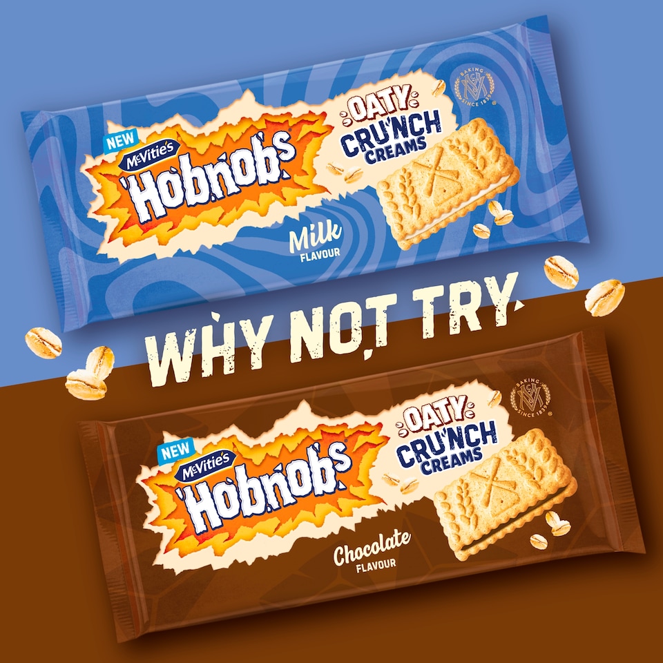 image 1 of McVitie's Hobnobs Oaty Cru'nch Creams Chocolate Flavour 100g