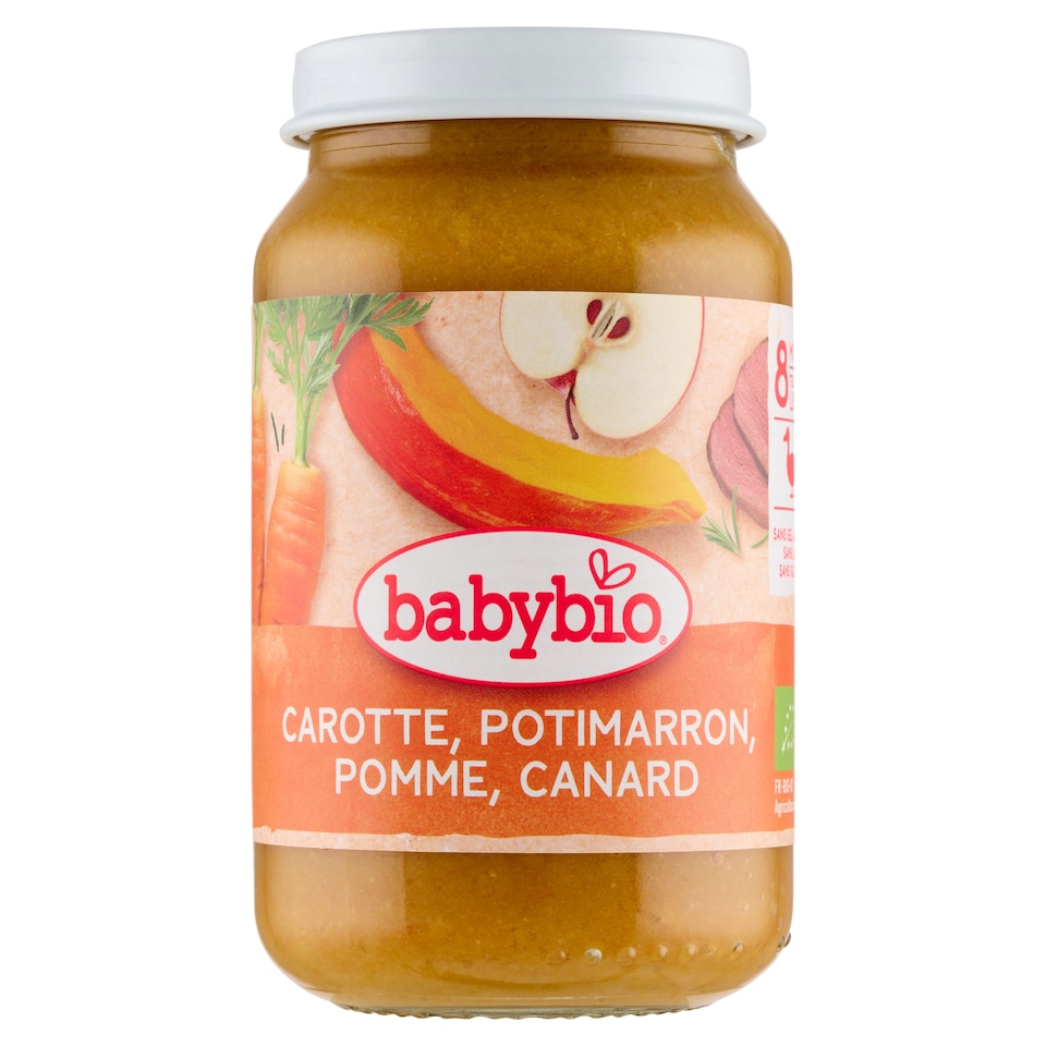 Babybio Bio menu mrkev, dýně a jablko s farmářským kachním masem 200g