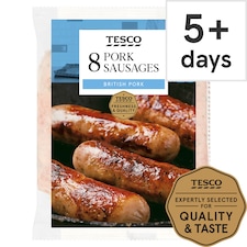 Tesco British Pork Sausages 8 Pack 454G