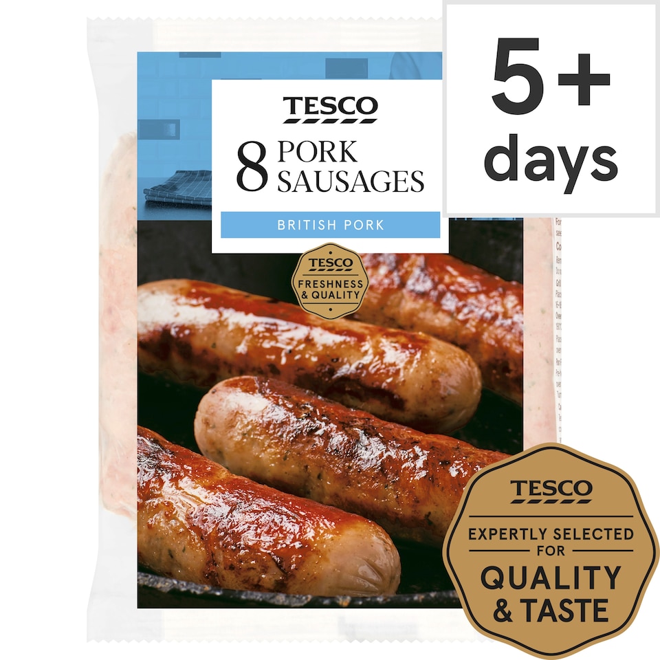 image 1 of Tesco British Pork Sausages 8 Pack 454G