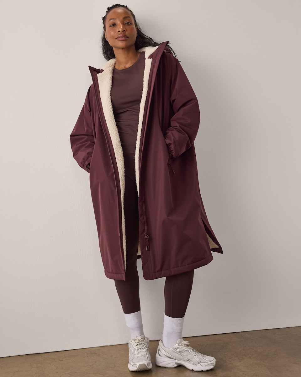 image 1 of F&F Active EVERYWEATHER Waterproof All Weather Robe in Burgundy